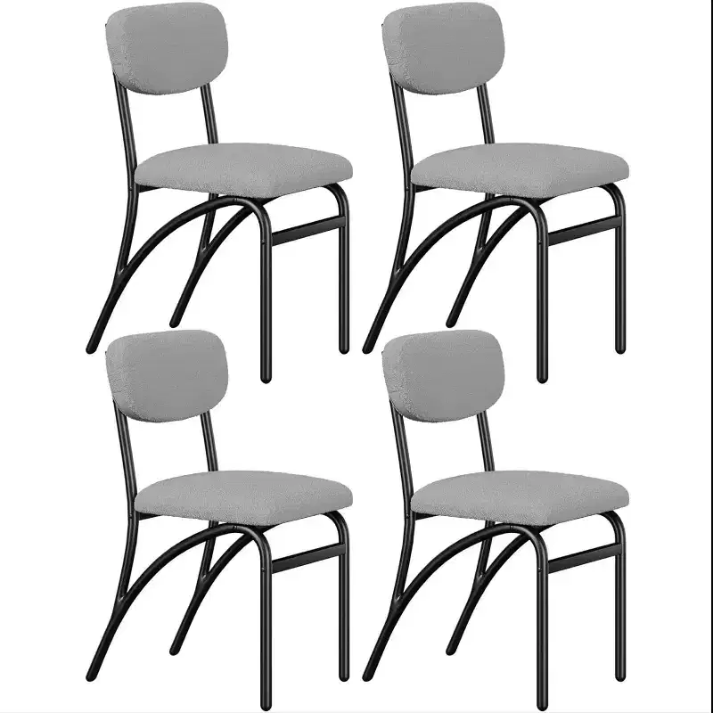 Gray & Off-White Boucle Armless Dining Chair, Set of 4 (Seats 4)