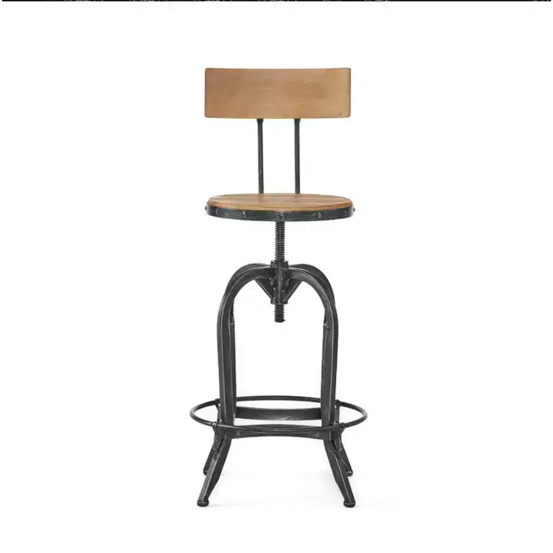 Natural Solid Wood Fir Bar Stool, 39.5 Inch Seat Height
