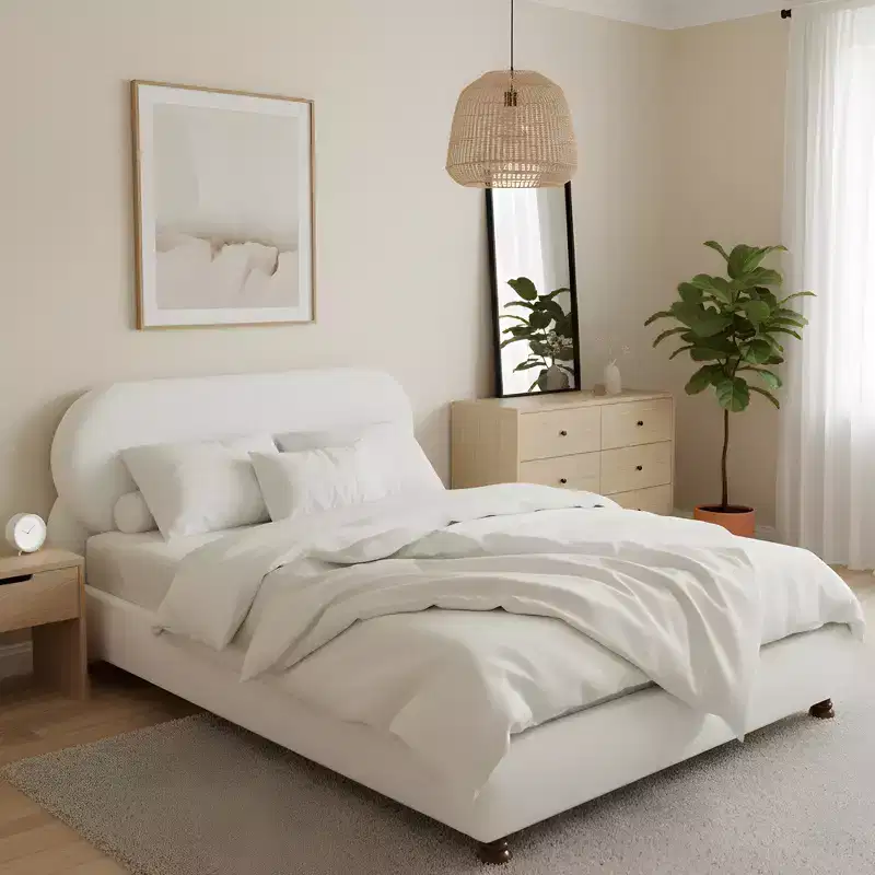 Christopher Knight Home Matteo Modern Rubberwood Boucle Upholstered Bed