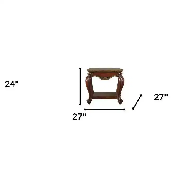 HomeRoots 24 Oak Solid Wood Square End Table With Shelf