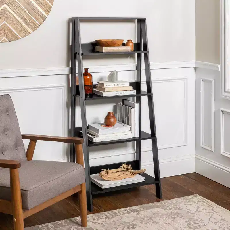 55-Inch 4-Shelf Ladder Bookshelf