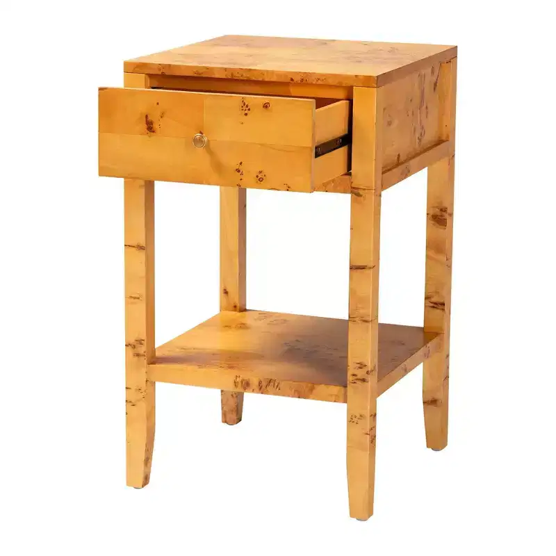 bali & pari Ghina Wood 1 Drawer Nightstand Light Mappa Burl