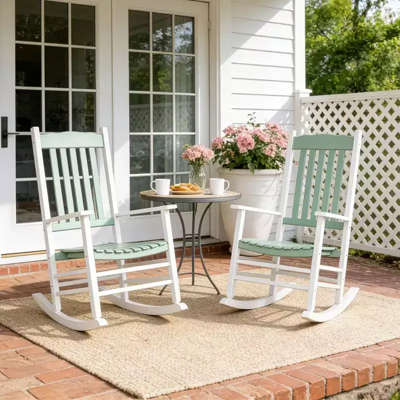 Karl Home | Classic Solid Wood Patio Rocking Chair (Set of 2)