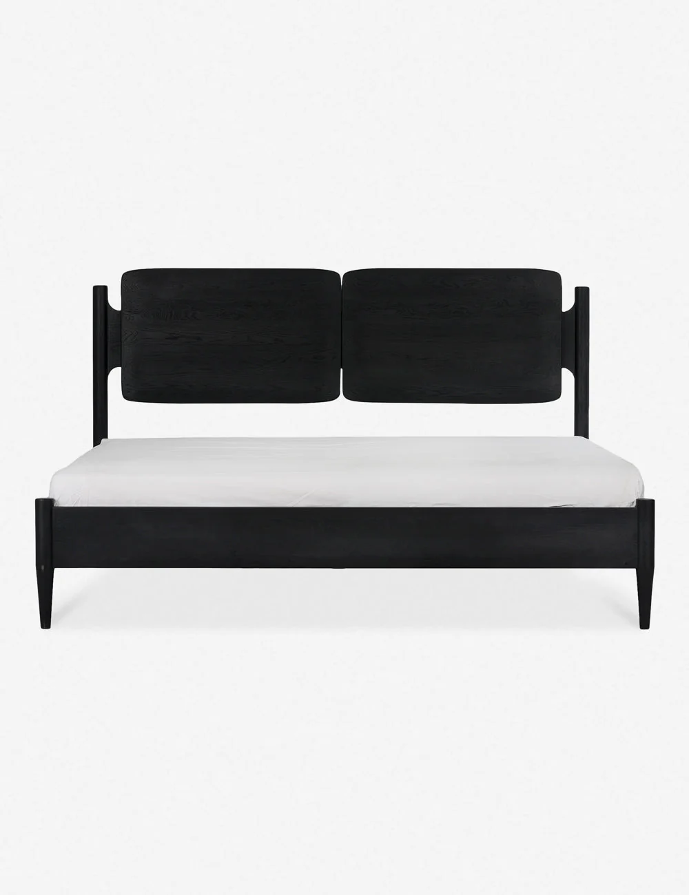 Platform Bed - The soft, sculpted lines of this FSC-certified oak bed frame complement its natural wood grain texture