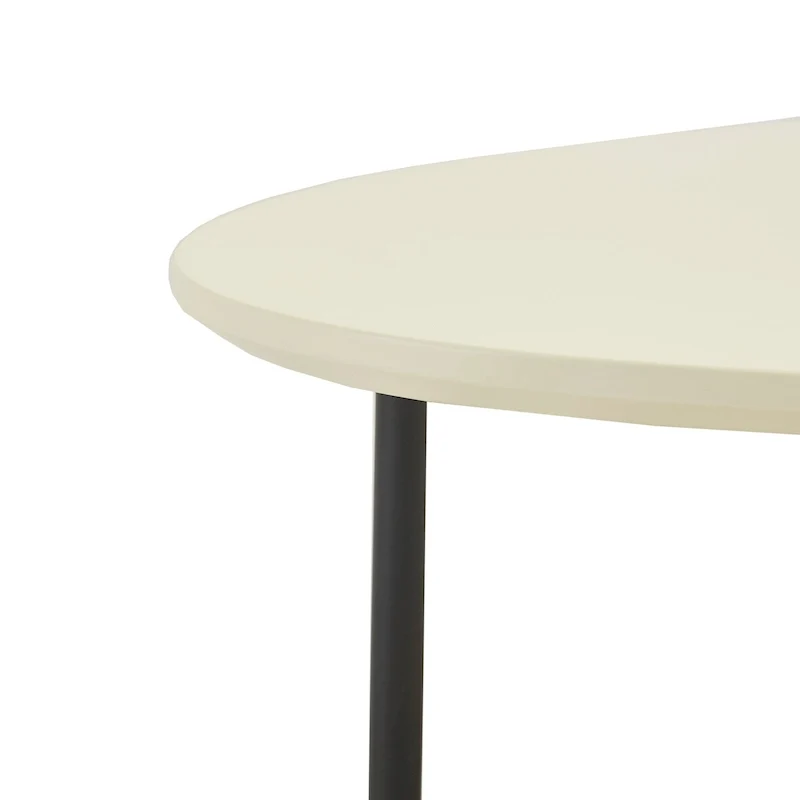 Oval Coffee Table with White Top and Natural Shelf