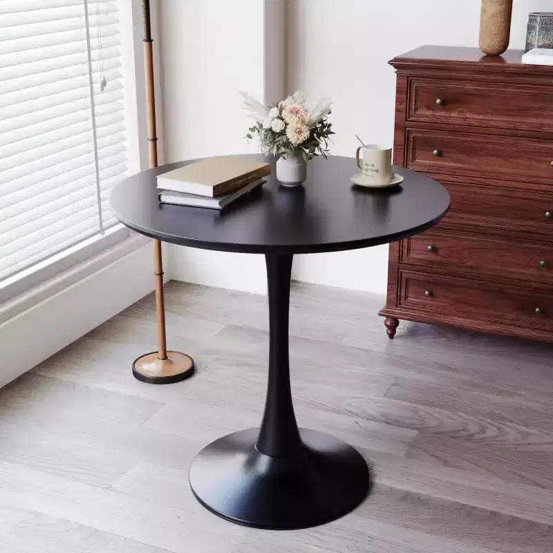 31.5 Round Dining Table, Small Kitchen Table with Pedestal Base, Mid-Century End Table or Coffee Table for Living Room or Apartment-Panipeachy