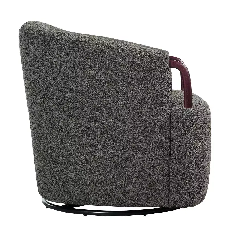 360Swivel Barrel Chair Accent Chair Upholstered Armchair Ergonomic Reading Chair Comfy Vanity Chair with Curved Backrest