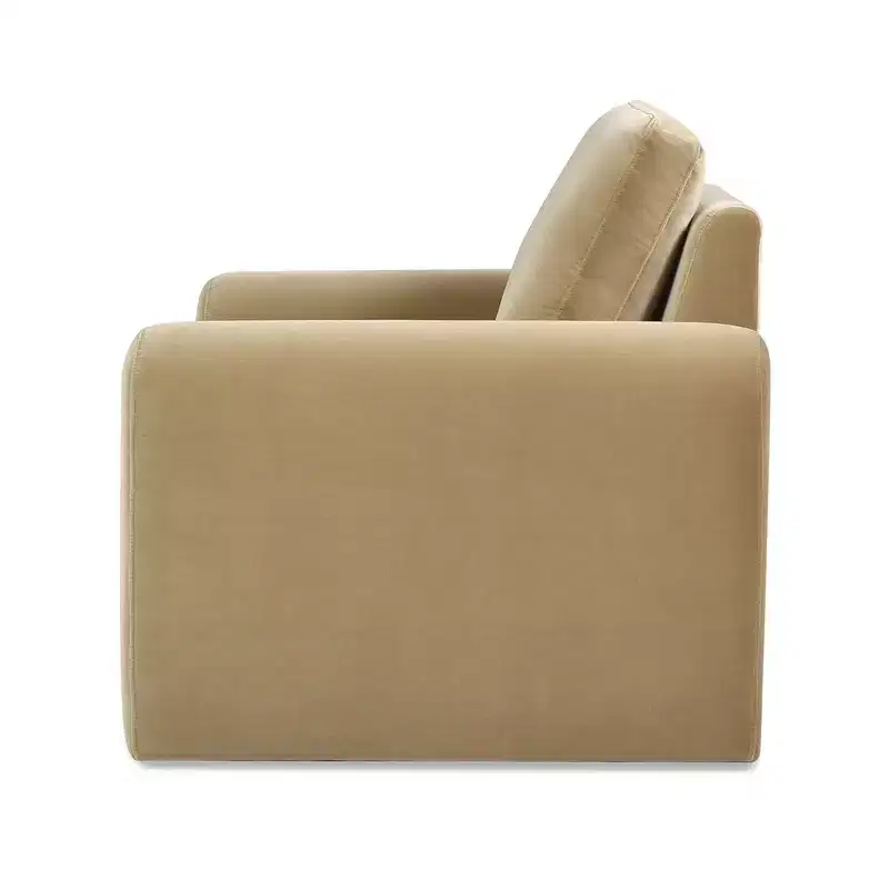 40 Arched Arm Chair, Camel Brown Beige Performance Velvet
