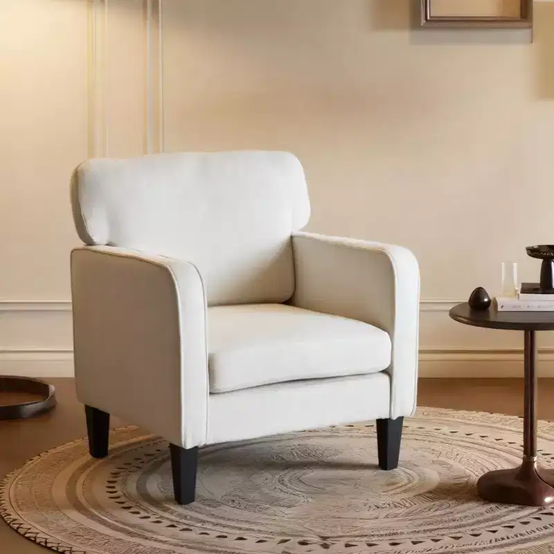 Modern Reading Chair with Armrest and Backrest, Comfy Chair with Wooden Frame for Living Room, Waiting Room, Reception Room