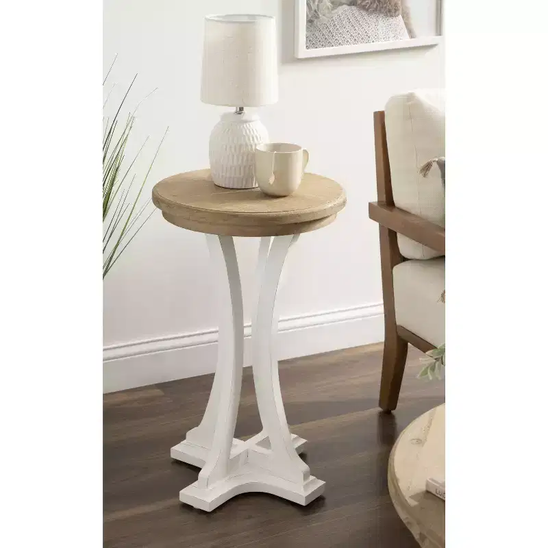 Kate and Laurel Linsley Round Wood Side Table, 16 Diameter, Rustic Brown