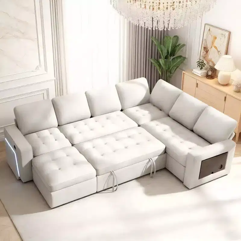 Dyonery 7-seater reclining sofa, modular sofa, side table with hidden storage, rechargeable