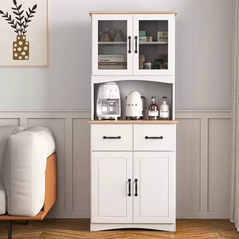 Wooden Sideboard Cabinet with 4 Doors and 2 Drawers