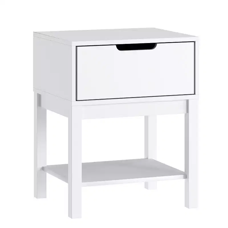Wood Kids Nightstand with Single Drawer & Open Shelf