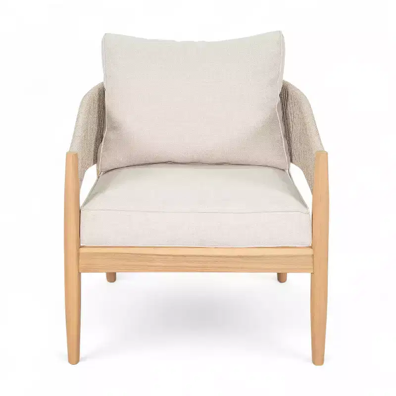 Christopher Knight Home Ryoma Modern Patio Acacia Wood Woven Rope Club Chair with Cushions (Set of 2)