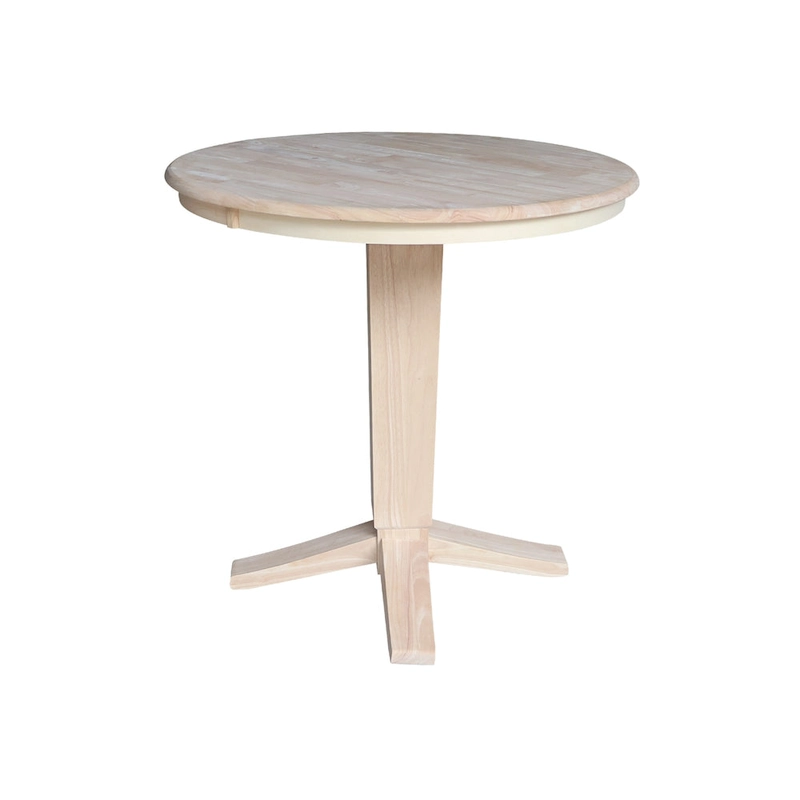 36 in Solid Wood Round Top Counter Height Pedestal Dining Table