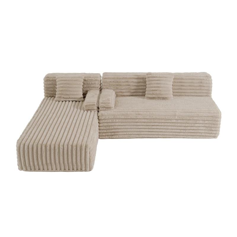 Cloud Sectional Sofa, Modern Upholstered Couch with 2 Throw Pillows, Free-Combined Sofa, Modular Sectional L Shaped Couch