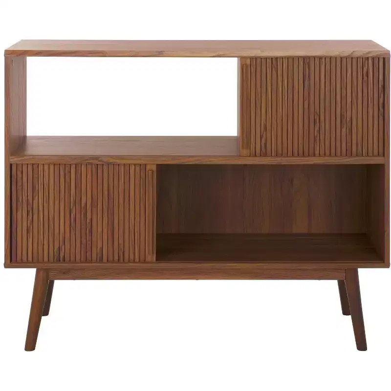 Sliding Door Media Stand - Walnut Finish