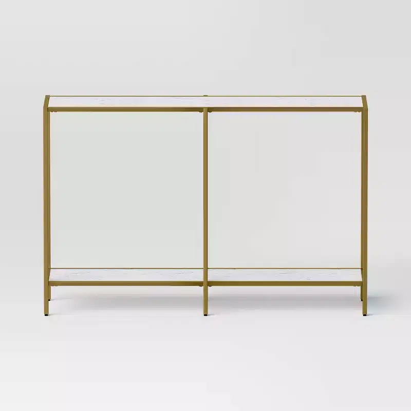 Faux Marble and Metal Console Table Gold - Threshold™: Sleek Two-Tiered, Rectangular Design, 30 High