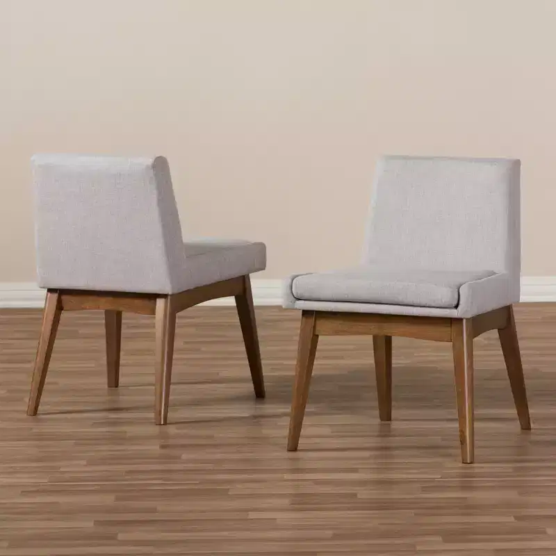 Set of 2 Nexus Mid Century Modern Walnut Wood Fabric Upholstered Dining Side Chair - Baxton Studio