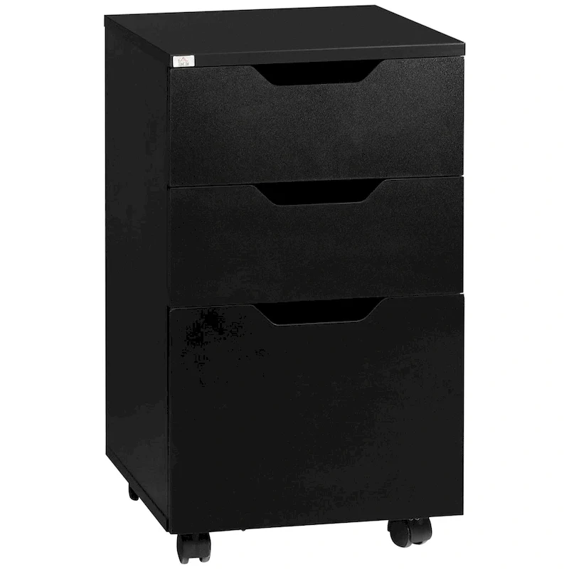 HOMCOM 3 Drawer Mobile File Cabinet, Rolling Printer Stand, Vertical Filing Cabinet