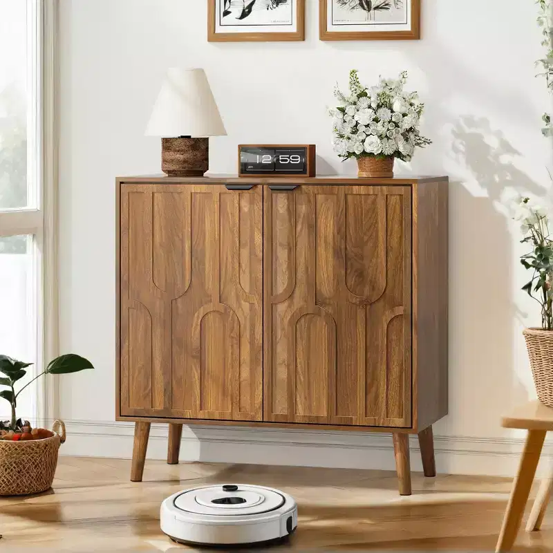 GDFStudio Nilah Farmhouse 31.50'' Paper Clip Storage Cabinet with 2 Doors and Adjustable Shelf