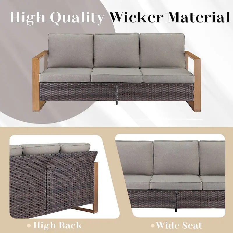 Outside Sofa Ottoman with Rocking Chairs - Brown