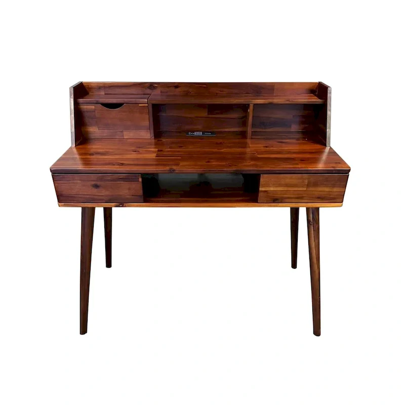 Solid Acacia Desk with Charging Station