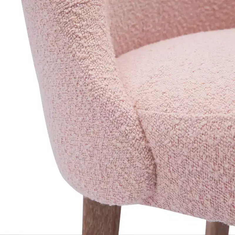 Mid-Century Modern Boucle Upholstered Dining Chair, Set of 6, Water-Resistant Fabric