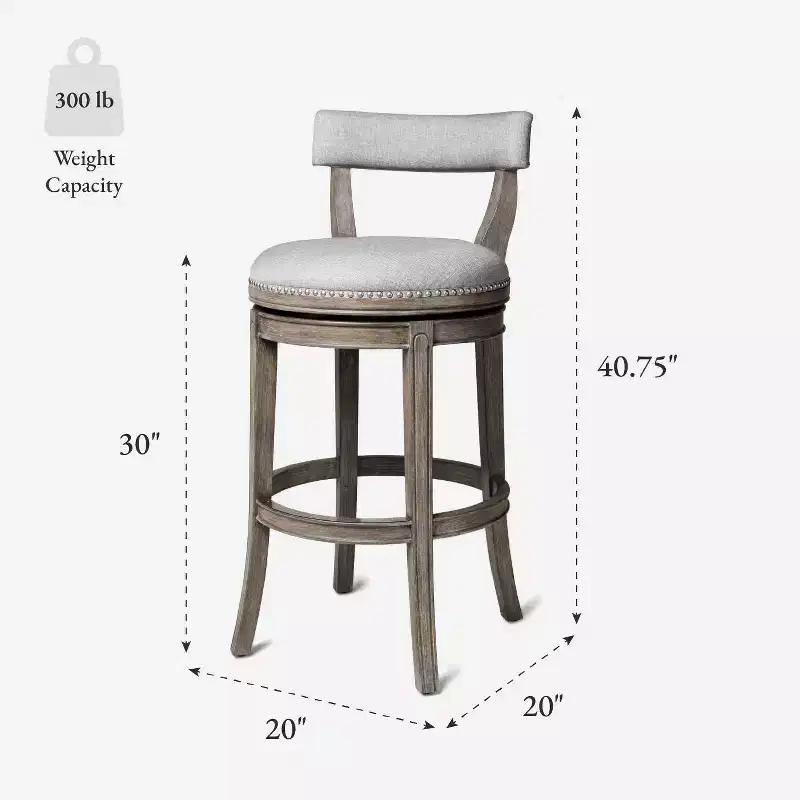 Maven Lane Alexander Swivel Bar Stool with Fabric Upholstery 31