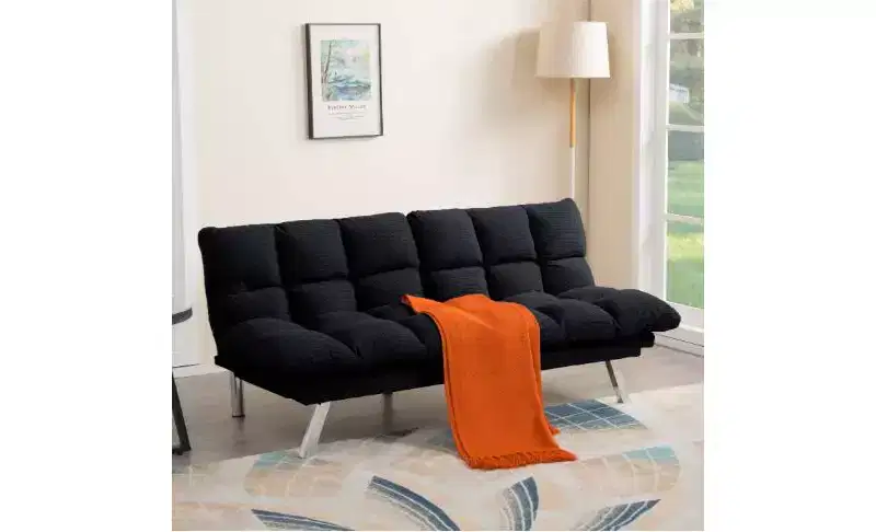 Okak Modern Corduroy Convertible Loveseat Sofa Bed with Adjustable Back & Arm,Upholstered Futon Sofa Couch for Living Room,Apartment