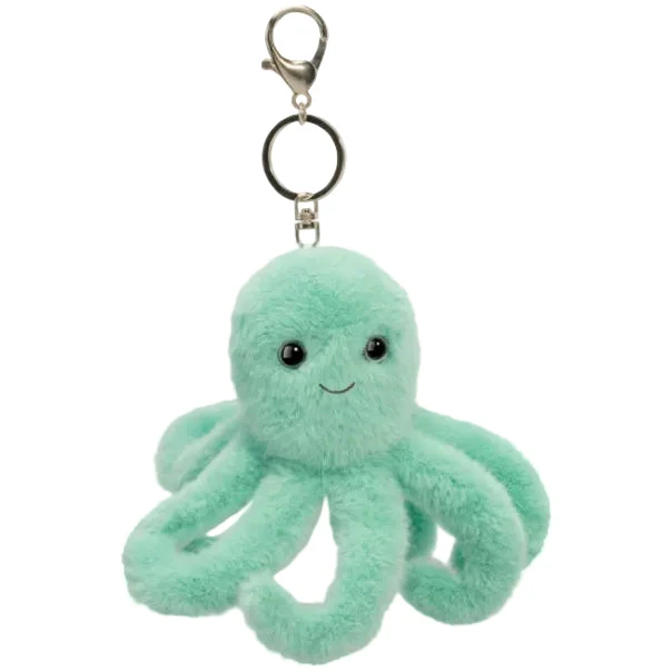 Mint Green Octopus Plush Bag Charm Keychain Clip-On Stuffed Animal