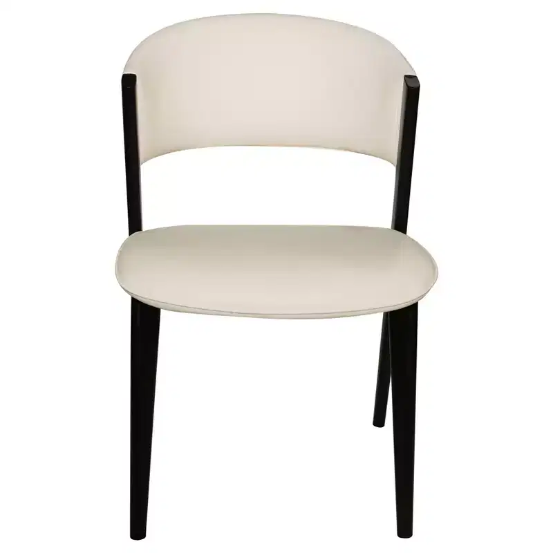 LeisureMod Aspen Series Upholstered Dining Chair in Leather Seats with Black Iron Frame and Legs, Modern Kitchen, Dining Room, Cafe Seating