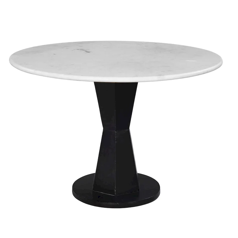 Riko Coffee Table, White Marble Top on Modern Iron Stand, Round Table, 27