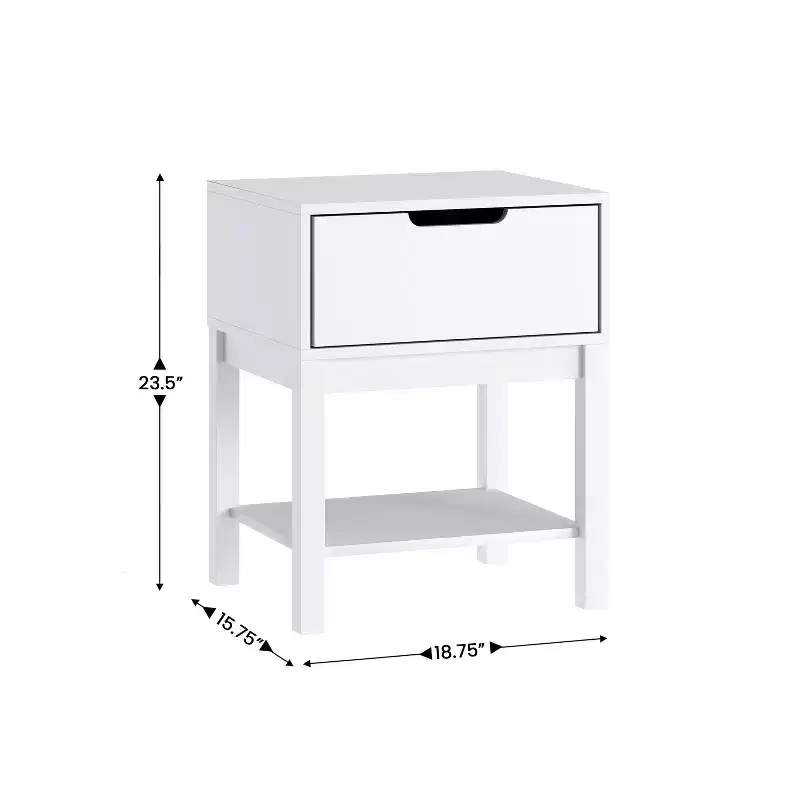 Wood Kids Nightstand with Single Drawer & Open Shelf