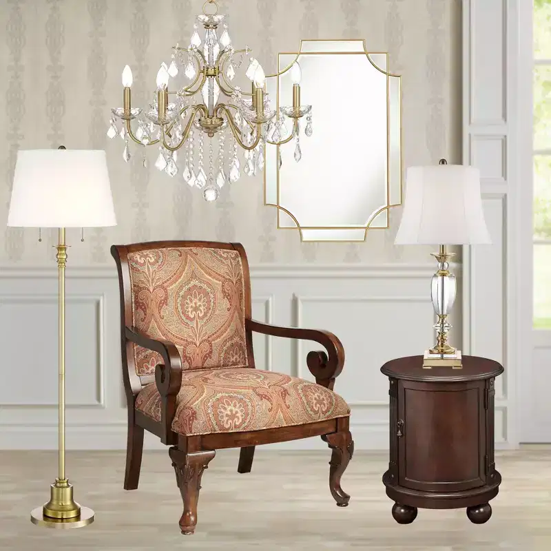 Kensington Hill Diana Wood and Red Upholstered Accent Chair