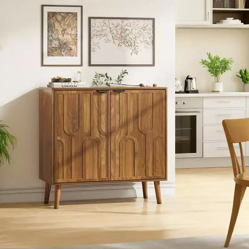 GDFStudio Nilah Farmhouse 31.50'' Paper Clip Storage Cabinet with 2 Doors and Adjustable Shelf