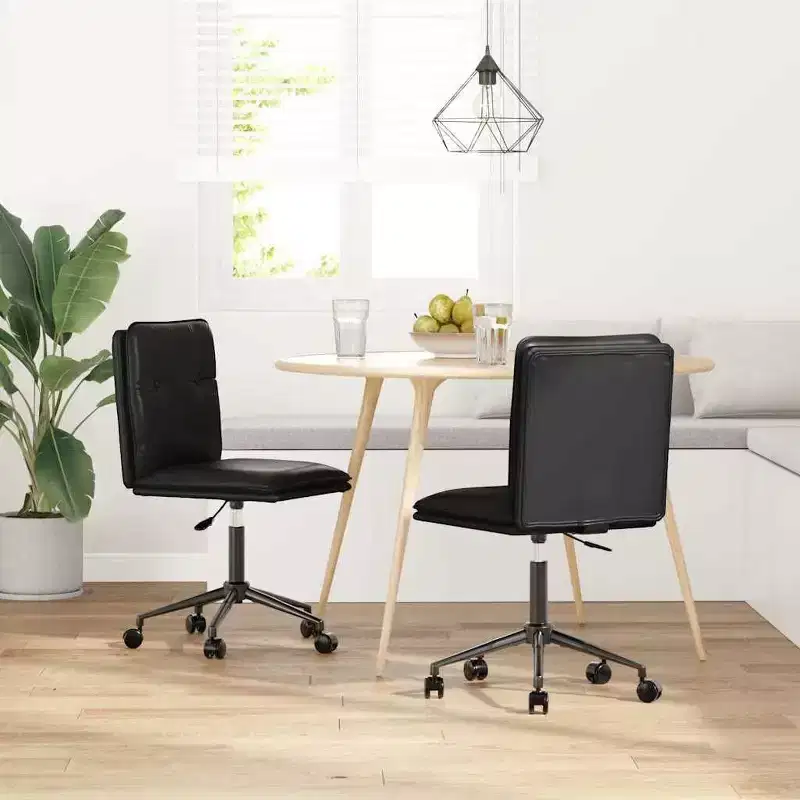 vidaXL Dining Chair Set of 2 Black Faux leather, plywood, metal Medium