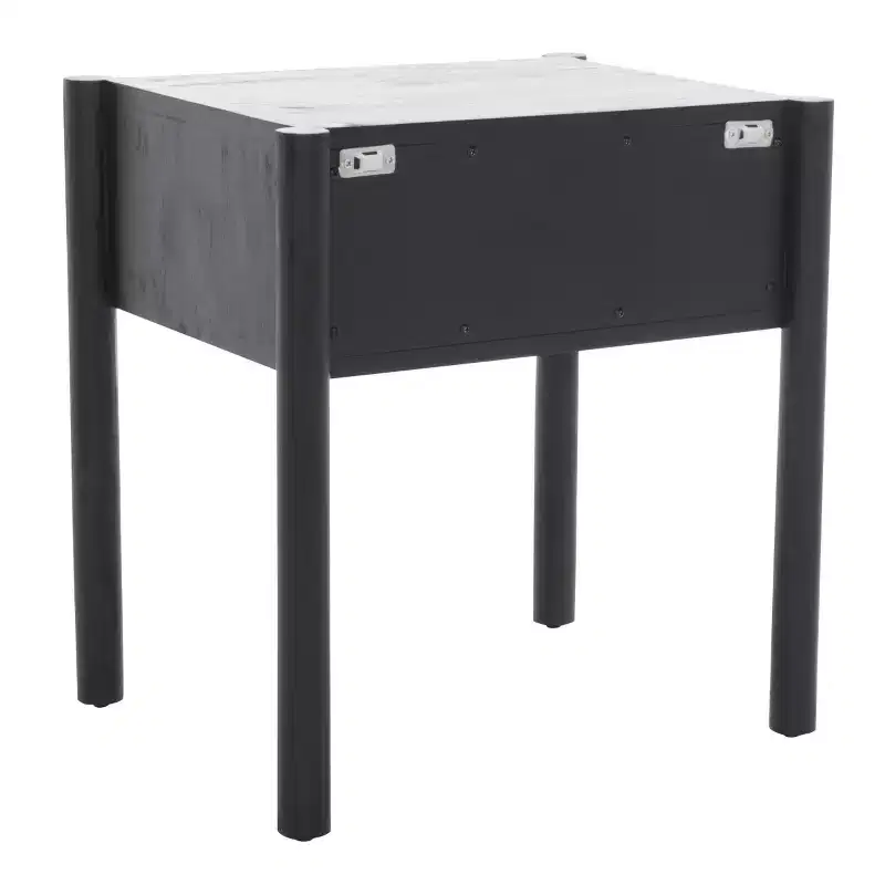 Black & Natural Mango Wood 1-Drawer Nightstand – For 1