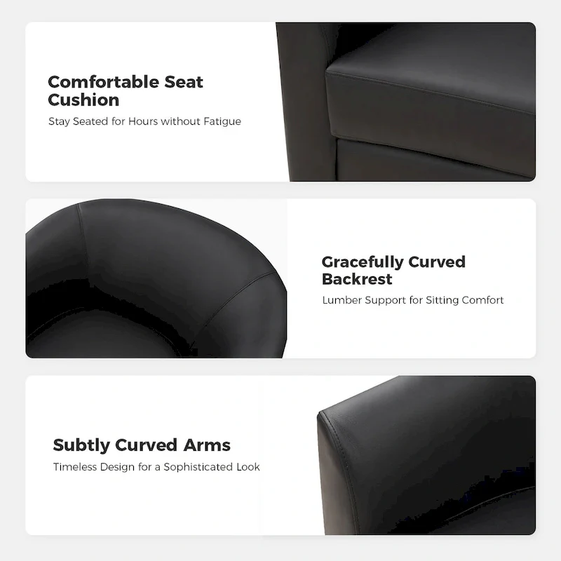 Haley Modern Swivel Barrel Faux Leather Chair with Solid Wood Base Set of 2