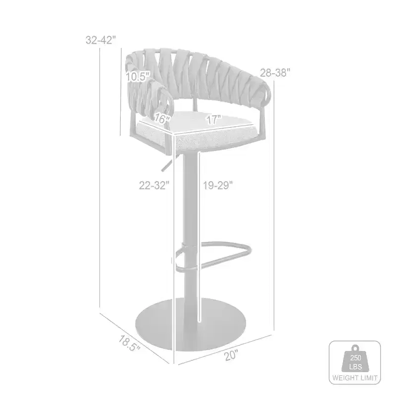 GDFStudio Blaise Modern Adjustable Swivel Faux Leather Upholstered Bar Stool