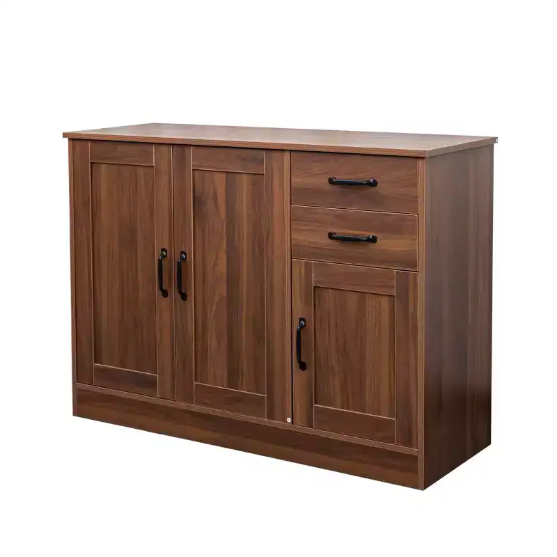 Wood-Plastic Composite Buffet Sideboard with 3 Doors and 2 Drawers 43.3