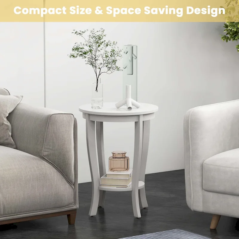 2-Tier Round Side Table Set of 2, 18