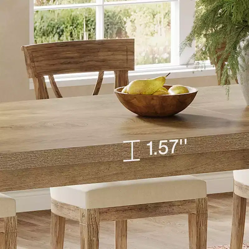 86.61 Spacious Dining Table, Sturdy Wide Legs Multifunctional Desk with Easy Assembly
