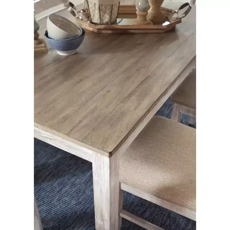 Signature Design by Ashley Set of 7 Skempton Dining Room Table Set Light Brown: Modern 6-Seater Rectangle Non-Extension