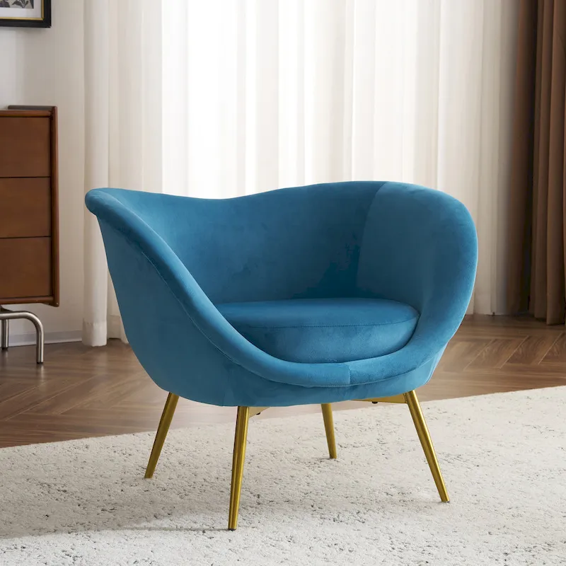 Christopher Knight Home - Eliana Modern Teddy Fabric Accent Chair with Curved Backrest and Gold Legs