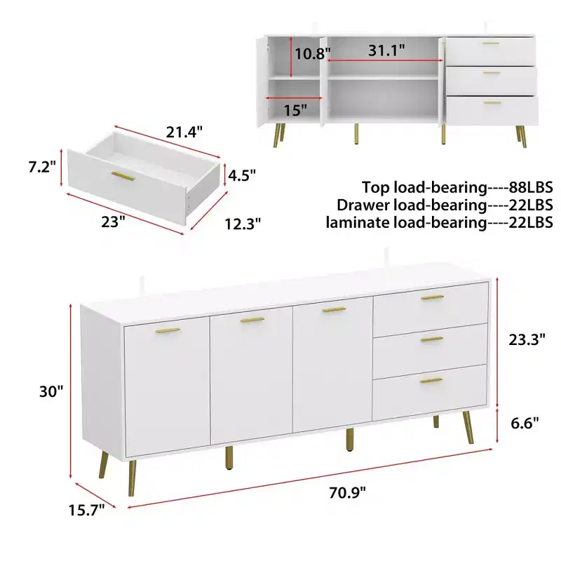Famapy Modern White Dresser with Drawers - Versatile Furniture