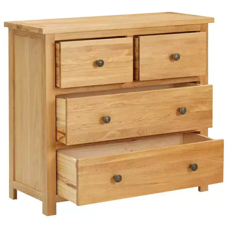 Chest Of Drawer Natural Oak Solid Oak Wood, MDF with Oak Veneer