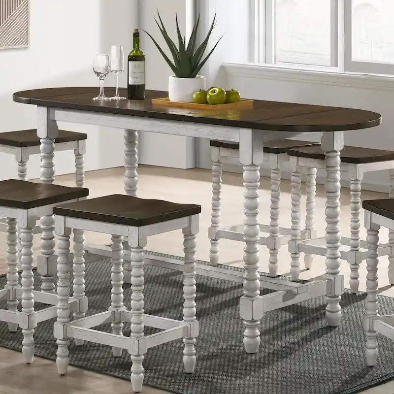 Vexl Walnut 71-inch Counter Height Table w/ Drop Leaf by Furniture of America