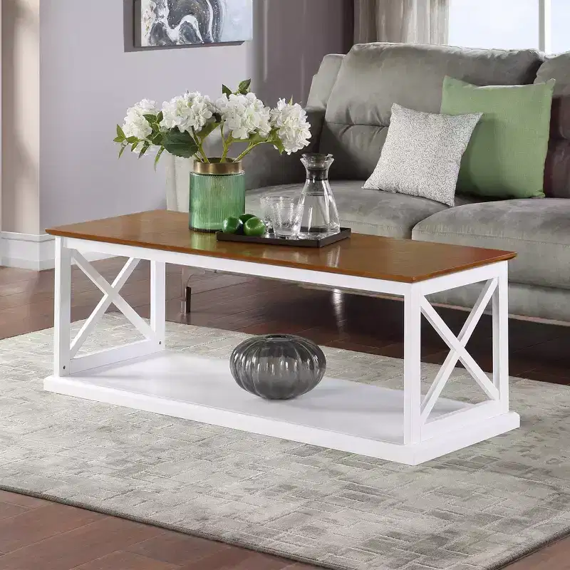 Coventry Coffee Table with Shelf Driftwood/White - Breighton Home