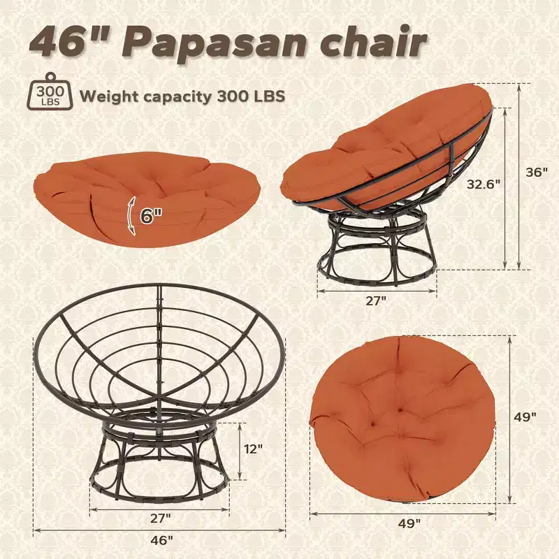 Papasan Patio Chair with Cushions